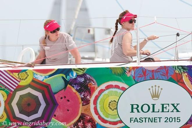 Phillippa Hutton-Squire's all-girl crew on the Akilaria RC2 Hed Kandi - 2015 Rolex Fastnet Race © Ingrid Abery http://www.ingridabery.com